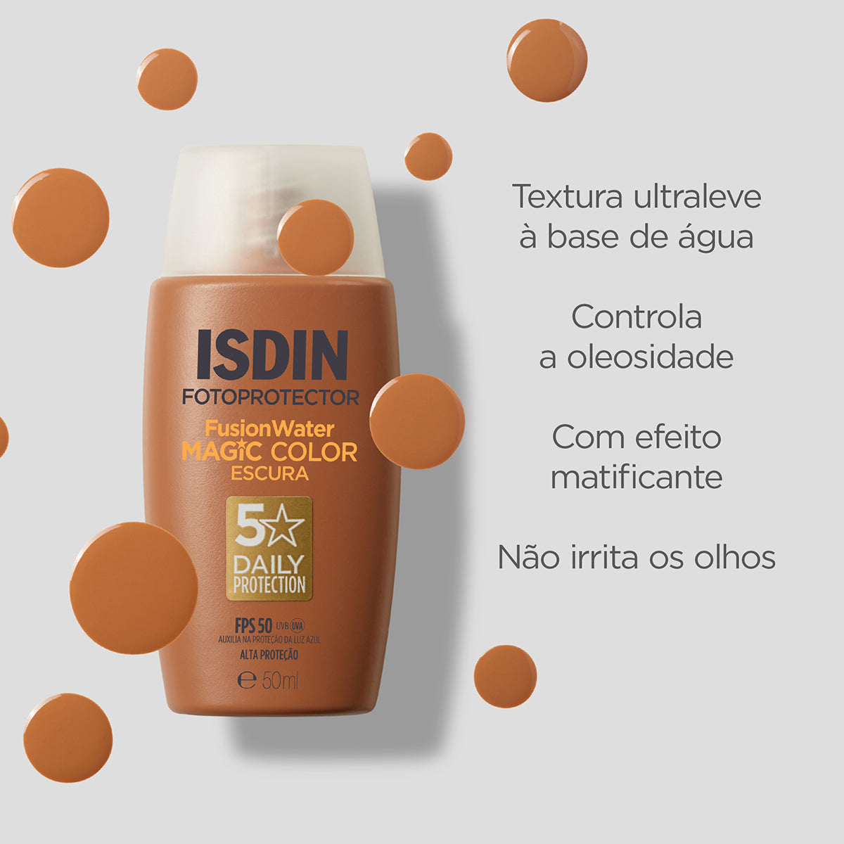 Fotoprotector ISDIN Fusion Water MAGIC Color Escura FPS 50