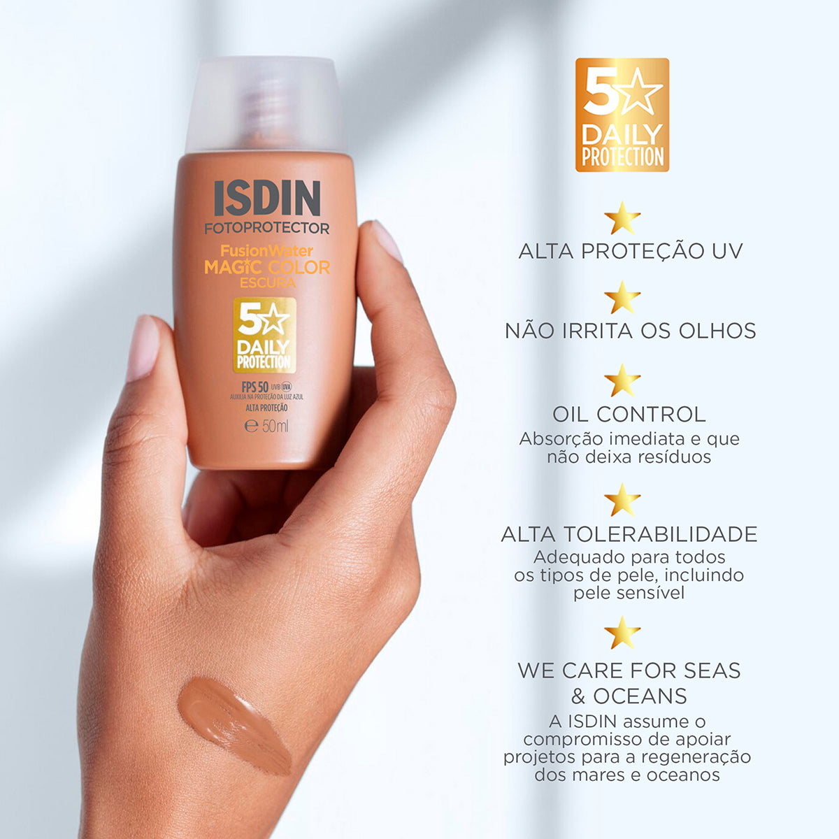 Fotoprotector ISDIN Fusion Water MAGIC Color Escura FPS 50